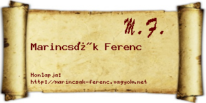 Marincsák Ferenc névjegykártya